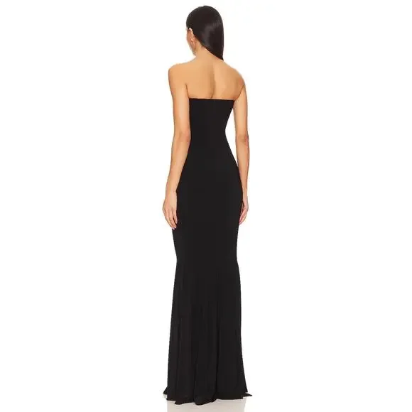 Norma Kamali Strapless Shirred Front Fishtail Gown Formal Party Classy Gala Sz M